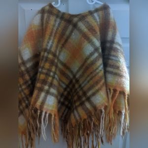 1960’s Vintage Fringed Mohair Wool Cape or Poncho
